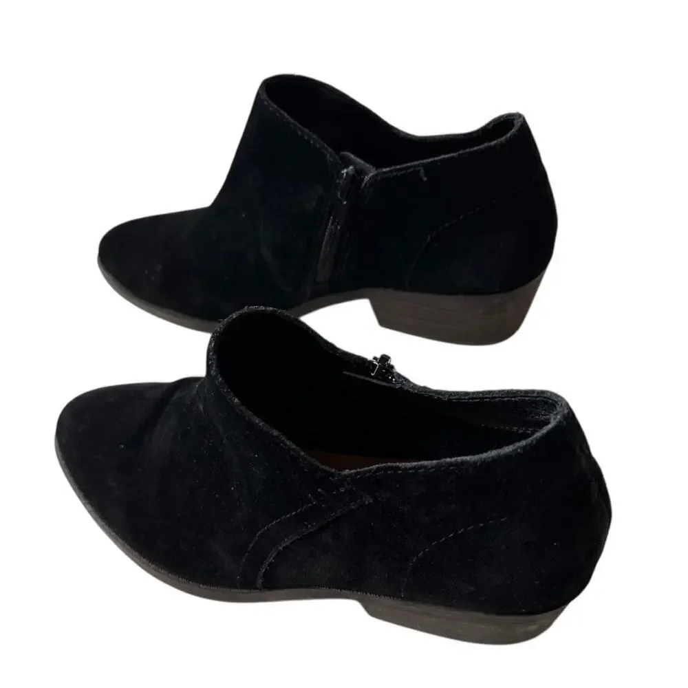 Lucky Brand Size 8.5 Black Fanky Suede Ankle Heel Bootie Boot Fall Closet Staple